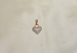 Sparkling Heart Pendant - Gold Plated Love Charm Necklace - Gift for Wife Girlfriend