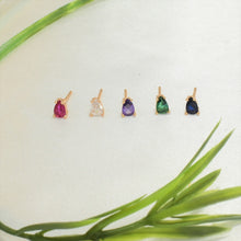 Multicolor Tear Drop Studs Dainty Minimalist CZ Birthstone Studs Gift For her