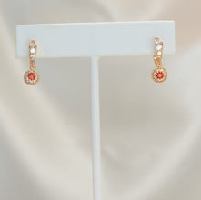 Gold Plated CZ Flower Huggies, Crown Earrings, Dangly Hoops, Quinceañera Jewelry, Minimalist Dangling Earrings, Bridesmaids Gift