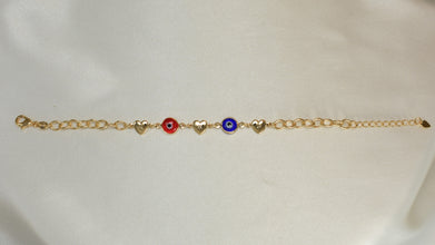 Evil Eye Link Chain Bracelet - Gold Plated Ojo Protection Pulsera For Everyday Minimalist Look
