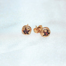 Colorful Gemstone Star Studs Gold Plated Round Earrings Dainty Stud Gift For Her