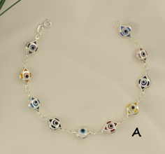Multicolor EvilEye Bracelet 925 Sterling Silver Protection Pulsera7.5