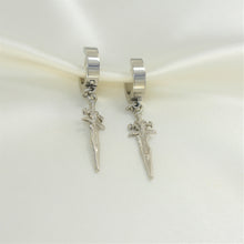 Dangle Cross Earrings, Dagger Sword Huggies Hoop Earrings for Men and Women, Dagger Drop Jewelry, Cross Stainless Steel Huggies ,Gift