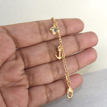 Fish and Anchor Bracelet, Dainty Gold Plated Bracelet, Charm Bracelet for Girls