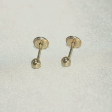 14K Solid Yellow Gold Ball Earrings, Dainty Screw Back Studs For Her( 3mm-6mm )