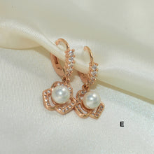 Pearl Drop Huggie Earrings Gold Plated CZ Drop Hoops Bridal Hoops Gift For her