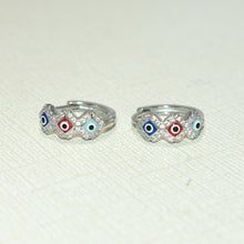 Evil Eye Huggies,925 Silver Earrings, Multi Color Evil Eye CZ Hoop Earrings, Gift for her