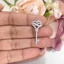 Heart Key Pendant Necklace la alma llave colgante 925 Silver CZ Love Pendant