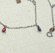 Tear Drop Silver Anklet, 925 Plata Tobillera, Multicolor CZ Drop Anklet,Gift-10