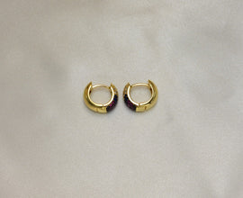 Multi Color Gold Plated Huggies Hoops - Small Everyday Earrings Gift for Women, Daughter, Wife