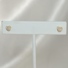 14K Solid Yellow Gold Heart Earrings, CZ Enamel Screw Back Stud Earrings, Gift For Babies