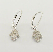 Hamsa Hand Lever Back Drop Earrings in Sterling Silver - Gift for Good Luck