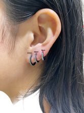 Gold Dainty Huggies Hoops - Single Paved Minimalist Small Gold Plated and Black Earrings for her