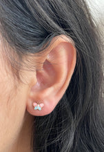 14K Solid Yellow Gold Butterfly Enamel Earrings, Mariposa Baby Screw Back Studs, Gift for Babies