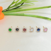 Colorful Flower Studs Gold Plated Birthstone Earrings Minimalist Studs Gift