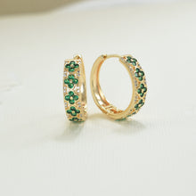 Clover earrings, mini hoops huggies minimalist daisy flowers small earrings, Small Crystal Hoops, Four-leaf Clover Earrings, women earrings