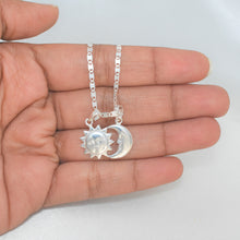 Sun Moon Pendant Sterling Silver Crescent and Sun Split Necklace Jewelry Set Best Gift