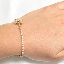 Half Paper Clip Half Tennis Bracelet - Gold Plated Dainty Minimalist Bracelet for Everyday Stack
