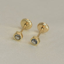 14K Solid Yellow Gold Star Earrings ,Dainty Screw Back CZ Studs, Gift For Her