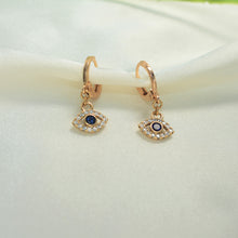 Blue Evil Eye Earring - Gold Plated Dangle Drop Hoop Huggies Protection Earrings