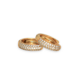 Round CZ Huggie Earring Gold Plated Hoop Earrings Gift For Her
