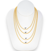Rope Chain Necklace, Gold Plated Twisted Rope Chain -2mm in 18