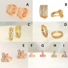 Infinity, Baguette Round Huggies, Gold Plated Huggies, Dainty Circle Hoops, CZ Bow Ribbon Huggies, Double Huggies, Colorful Small Huggies