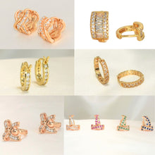 Infinity, Baguette Round Huggies, Gold Plated Huggies, Dainty Circle Hoops, CZ Bow Ribbon Huggies, Double Huggies, Colorful Small Huggies