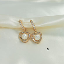 Pearl Drop Huggie Earrings Gold Plated CZ Drop Hoops Bridal Hoops Gift For her