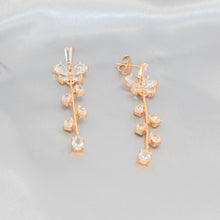 Bridal Earrings 14K Gold Plated Studs Bridal Jewelry Floral Drop Earrings