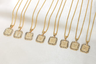 A-Z Initial Pendant Gold Plated Inital with Curb Chains Pendant Necklaces, PaperClip Layering Necklaces