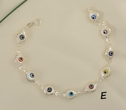 Multicolor EvilEye Bracelet 925 Sterling Silver Protection Pulsera7.5