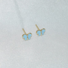 14K Solid Yellow Gold Butterfly Enamel Earrings, Mariposa Baby Screw Back Studs, Gift For Babies