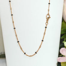 Thin Beaded Chains - Gold Plated Dainty Layering Necklaces in Red Black Beads