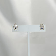 Hamsa Hand Studs Red Blue Eye Sterling Silver Earrings Dainty Protection Studs