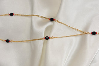 Azabache Gold Plated Red Black Beaded Chain for Kids Adults