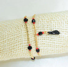 Azabache Bracelet with Figa Hand Charm - Gold Plated Protection Bracelet- Pulsera De Azabache Para Bebe, Nino, Nina Y Adulto