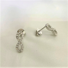 Infinity Paved Studs - Sterling Silver Elegant Minimalist CZ Earrings for her