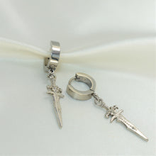 Stainless Steel Silver Dagger Earrings