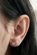 14K Solid Yellow Gold Puppy Paw Earrings, Red & Pink Screw Back Studs, Gift