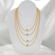 Rope Chain Necklace, Gold Plated Twisted Rope Chain -2mm in 18