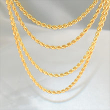 Rope Chain Necklace, Gold Plated Twisted Rope Chain -2mm in 18