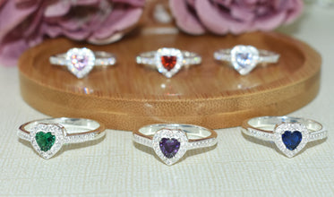 Halo Heart CZ Rings, 925 Sterling Silver, Anillos De CZ, Engagement Ring, Gift