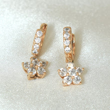 Flower Dangle Drop Huggies - Gold Plated Dainty Minimalist Earrings - Perfect Gift for Girlfriend