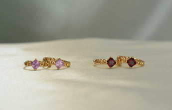 Single Stone CZ Huggie Earrings, Gold Plated Hoop, Prong Earring, For her, Women