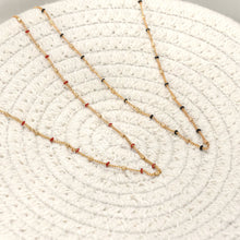 Thin Beaded Chains - Gold Plated Dainty Layering Necklaces in Red Black Beads