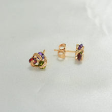 Multi Color Gemstone Studs - 14K Gold Plated Everyday Trending Earrings for women
