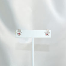 Hamsa Hand Studs Red Blue Eye Sterling Silver Earrings Dainty Protection Studs