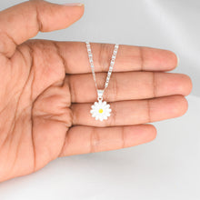 Sterling Silver Daisy flower Stud Earrings and Necklace Jewelry Set Gift For Her