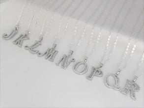Letter Pendant 925 Sterling Silver Dijes de Plata Initials A-Z Baguette Charms Necklace